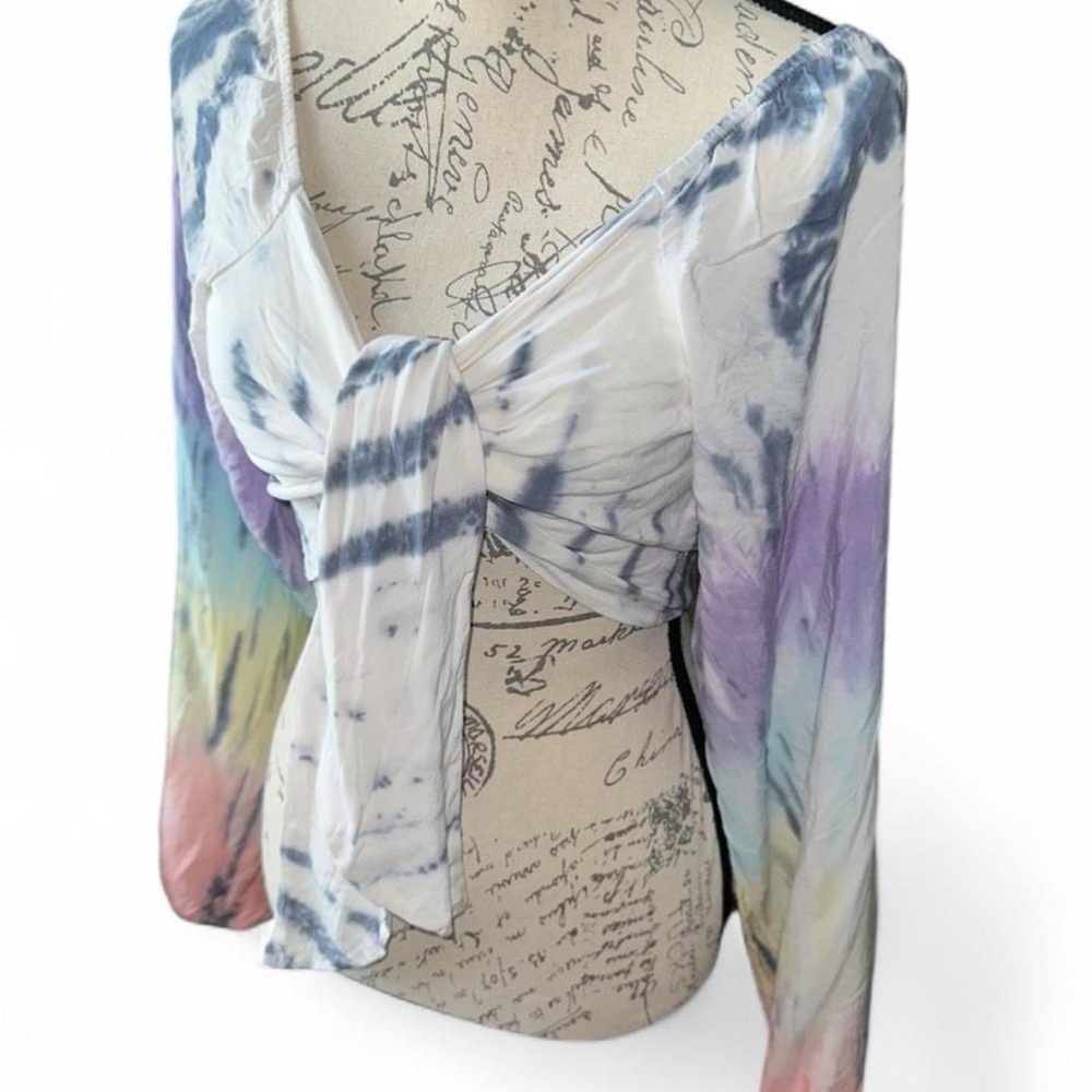 Surf Gypsy Pastel Tie-Dye Long Sleeve Blouse